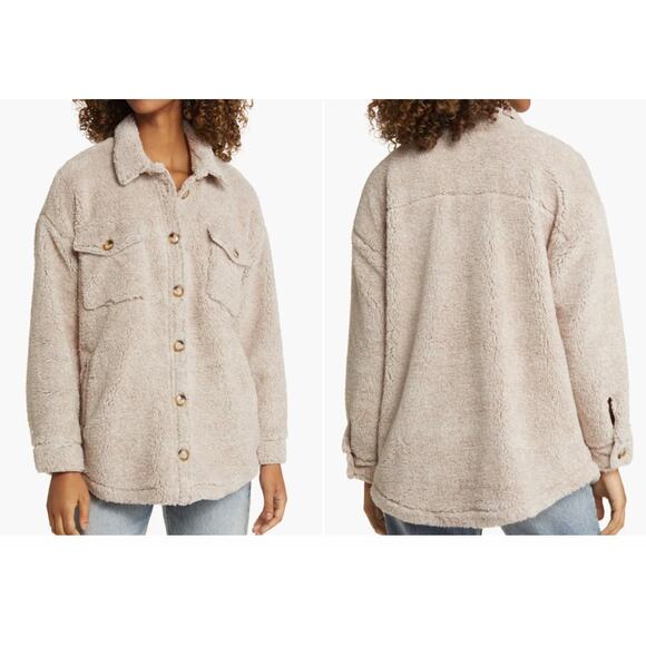 Thread & Supply Jackets & Blazers - Thread & Supply Women's Tan Flagstaff Sherpa Over Sized Shirt Jacket S NWOT